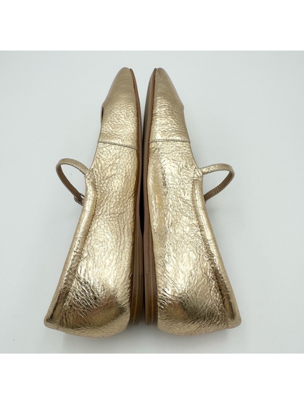 Dolce Vita Gold Metallic Mary Jane Flats Shimmer Square Toe Ballerinas Sz 9 - Picture 5 of 11